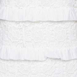 Pre Owned Diane Von Furstenberg White Lace Ruffle Detail Arcelia Dress M