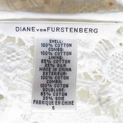 Pre Owned Diane Von Furstenberg White Lace Ruffle Detail Arcelia Dress M