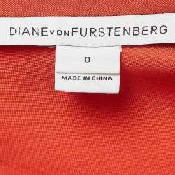 Pre Owned Diane Von Furstenberg Orange Stretch Knit Bodycon Mini Dress XS