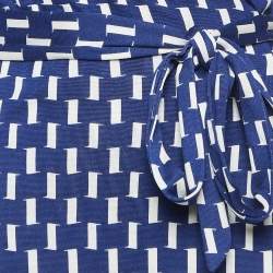Pre Owned Diane Von Furstenberg Blue Printed Silk Jersey Wrap Dress XS
