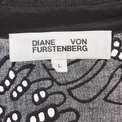 Pre Owned Diane Von Furstenberg Black Nicolette Broderie Anglaise Cotton Mini Dress L