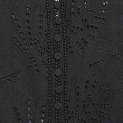 Pre Owned Diane Von Furstenberg Black Nicolette Broderie Anglaise Cotton Mini Dress L