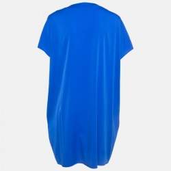 Pre Owned Diane Von Furstenberg Blue Stretch Satin Shift Dress M