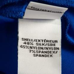 Pre Owned Diane Von Furstenberg Blue Stretch Satin Shift Dress M