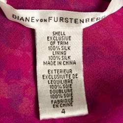 Pre Owned Diane Von Furstenberg Multicolor Embellished Silk V Neck Mini Dress S