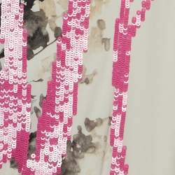 Diane Von Furstenberg White/Pink Sequin and Silk Tara Dress S