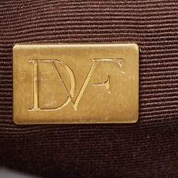Diane Von Furstenberg Black/Gold Lizard Embossed and Leather Carolina Lips Clutch Bag
