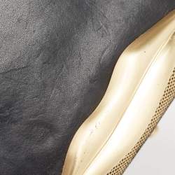 Diane Von Furstenberg Black/Gold Lizard Embossed and Leather Carolina Lips Clutch Bag