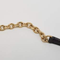 Diane Von Furstenberg Black/Gold Lizard Embossed and Leather Carolina Lips Clutch Bag