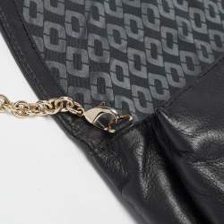 Diane Von Furstenberg Black Croc Embossed and Leather Flap 440 Shoulder Bag