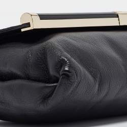 Diane Von Furstenberg Black Croc Embossed and Leather Flap 440 Shoulder Bag