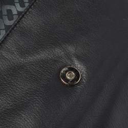 Diane Von Furstenberg Black Croc Embossed and Leather Flap 440 Shoulder Bag