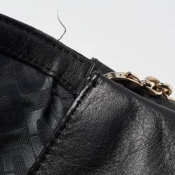Diane Von Furstenberg Black Croc Embossed and Leather Flap 440 Shoulder Bag