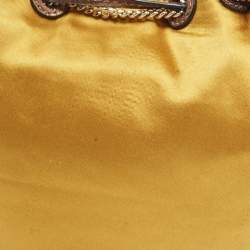 Pre Owned Diane Von Furstenberg Gold Satin Love Power Bucket Bag