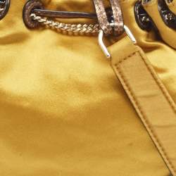 Pre Owned Diane Von Furstenberg Gold Satin Love Power Bucket Bag