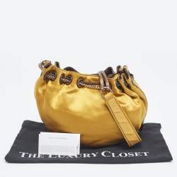 Pre Owned Diane Von Furstenberg Gold Satin Love Power Bucket Bag
