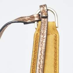 Pre Owned Diane Von Furstenberg Gold Satin Love Power Bucket Bag