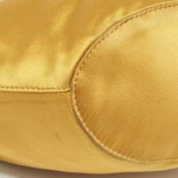 Pre Owned Diane Von Furstenberg Gold Satin Love Power Bucket Bag