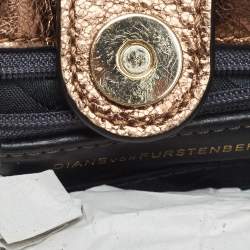 Pre Owned Diane Von Furstenberg Gold Satin Love Power Bucket Bag