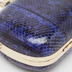 Pre Owned Diane Von Furstenberg Blue/Black Snakeskin Evil Eye Minaudiere Clutch