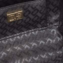 Pre Owned Diane Von Furstenberg Blue/Black Snakeskin Evil Eye Minaudiere Clutch
