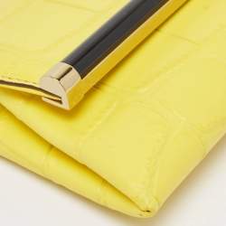 Diane Von Furstenberg Yellow Croc Embossed Leather 440 EVLP Clutch