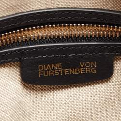 Diane Von Furstenberg Slate Blue/Ivory Leather and Suede Fringe Wristlet Bag