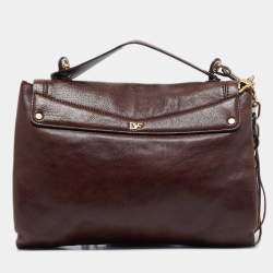 Diane Von Furstenberg Dark Brown Leather Harper Day Shoulder Bag