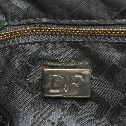 Diane von Furstenberg Black Python Embossed Leather 440 Envelope Clutch