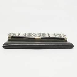 Diane von Furstenberg Black Python Embossed Leather 440 Envelope Clutch