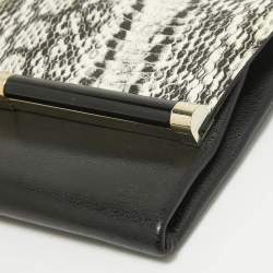 Diane von Furstenberg Black Python Embossed Leather 440 Envelope Clutch