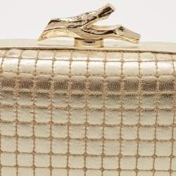 Diane Von Furstenberg Gold Quilted Leather Lytton Minaudiere Clutch
