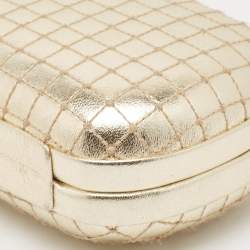 Diane Von Furstenberg Gold Quilted Leather Lytton Minaudiere Clutch