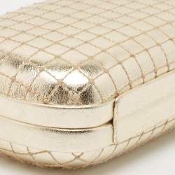 Diane Von Furstenberg Gold Quilted Leather Lytton Minaudiere Clutch