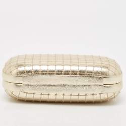 Diane Von Furstenberg Gold Quilted Leather Lytton Minaudiere Clutch