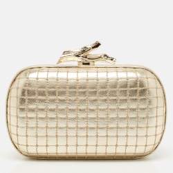 Diane Von Furstenberg Gold Quilted Leather Lytton Minaudiere Clutch