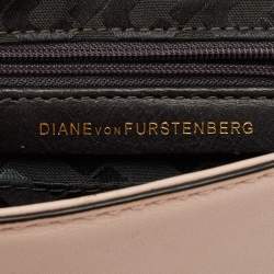 Diane Von Furstenberg Dusty Pink Leather Metal Flap Chain Clutch