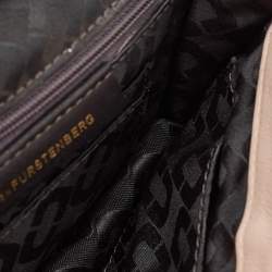 Diane Von Furstenberg Dusty Pink Leather Metal Flap Chain Clutch