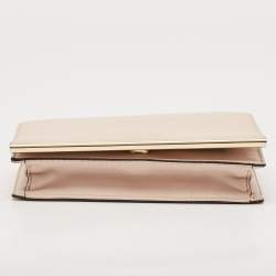 Diane Von Furstenberg Dusty Pink Leather Metal Flap Chain Clutch