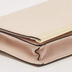Diane Von Furstenberg Dusty Pink Leather Metal Flap Chain Clutch