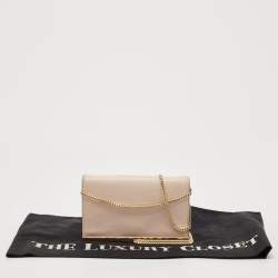 Diane Von Furstenberg Dusty Pink Leather Metal Flap Chain Clutch