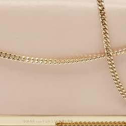 Diane Von Furstenberg Dusty Pink Leather Metal Flap Chain Clutch