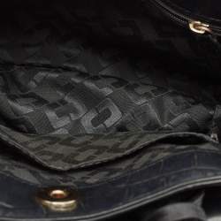 Diane Von Furstenberg Black Croc Embossed Leather Mini Secret Agent Tote