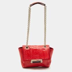 Diane Von Furstenberg Red Leather and Snakeskin Leather Mini 440 Shoulder Bag