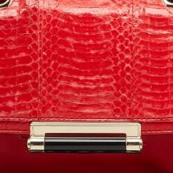 Diane Von Furstenberg Red Leather and Snakeskin Leather Mini 440 Shoulder Bag