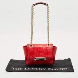 Diane Von Furstenberg Red Leather and Snakeskin Leather Mini 440 Shoulder Bag