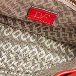 Diane Von Furstenberg Red Leather and Snakeskin Leather Mini 440 Shoulder Bag