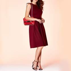 Diane Von Furstenberg Red Leather and Snakeskin Leather Mini 440 Shoulder Bag