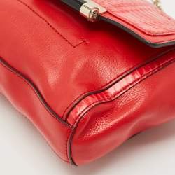 Diane Von Furstenberg Red Leather and Snakeskin Leather Mini 440 Shoulder Bag