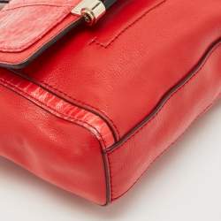 Diane Von Furstenberg Red Leather and Snakeskin Leather Mini 440 Shoulder Bag